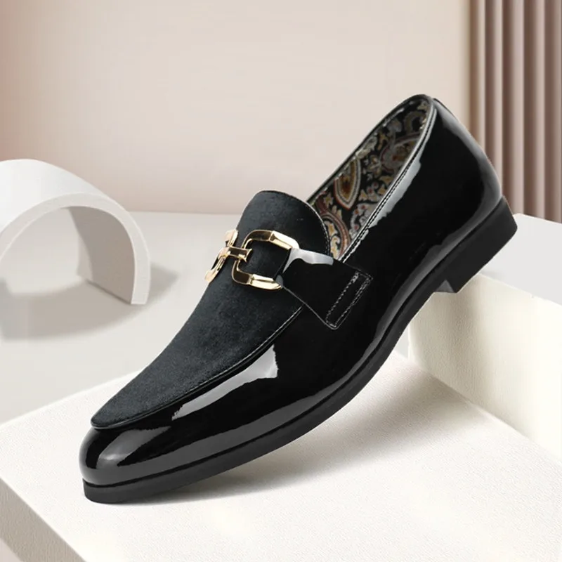 Fashion Man's Leather Shoes Party Wedding Loafers Metal Button Moccasins Men Slip-on Comfortable Driving Popular Club Flats - Image 6
