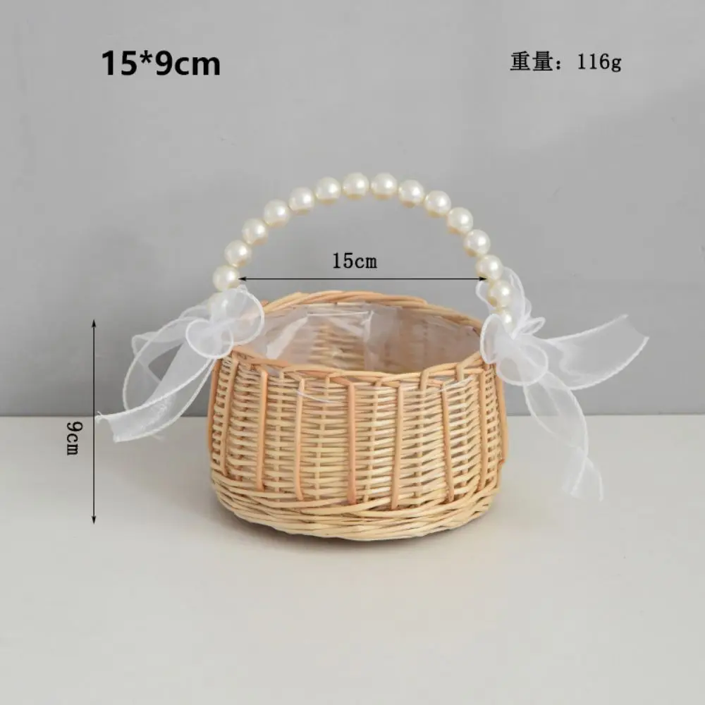 with Handles Imitation Rattan Handhold Basket Handwoven Multistyles Braid Storage Baskets Vegetable Fruit Flowers Holder