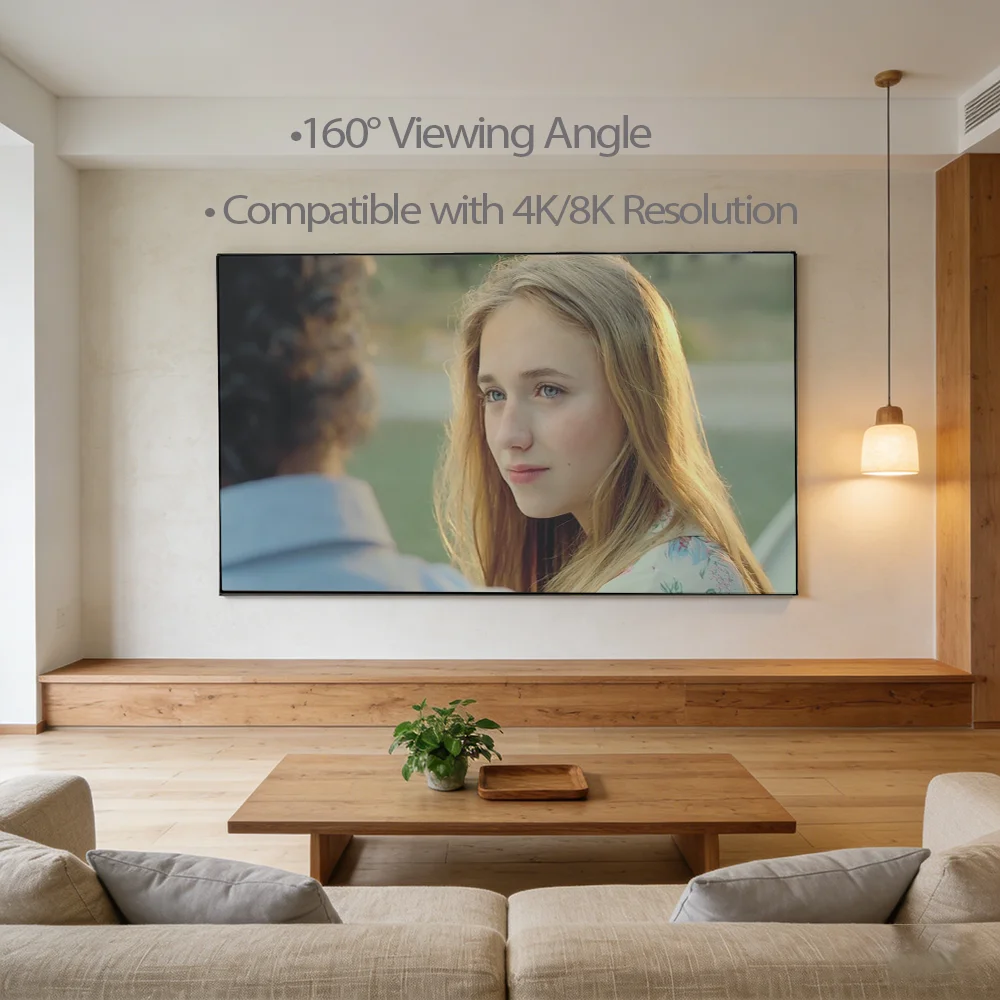 SCREEN PRO New Arrival 3C Anti Laser speckle 3D 8K Grey Projector Screen 16:9  Fixed Frame Screen for (Tri-) Laser Projector