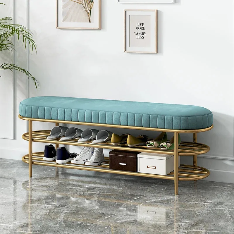 Nordic-Style Light Luxury Shoe Changing Stool Home Entrance Cushion Shoe Cabinet Hallway Shoe Rack Creative Shoes-Wearing Bench