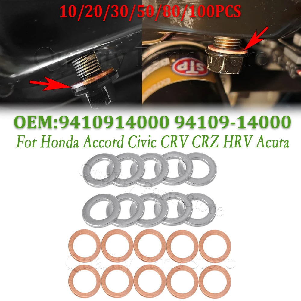 

9410914000 94109-14000 Fit For Honda Accord Civic CRV CRZ HRV Acura Car Oil Drain Plug Crush Washers Gaskets 14MM