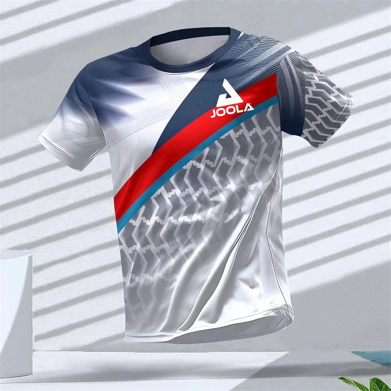 JOOLA men's short sleeved T-shirt with summer patchwork design, loose and slimming, versatile short sleeved top, handsome