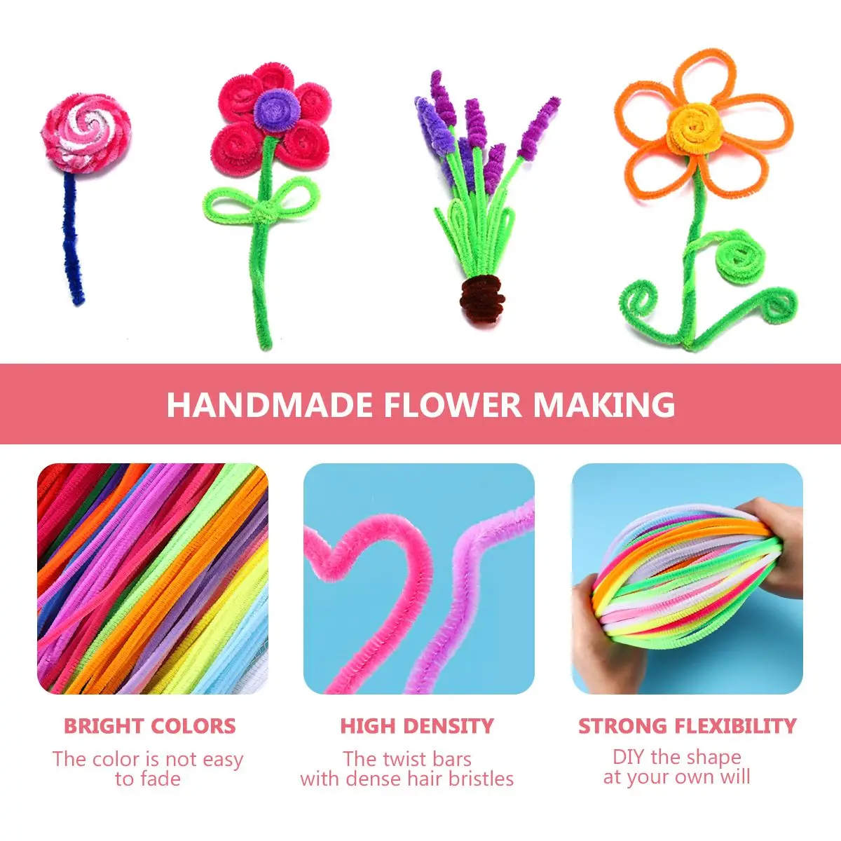 Flexible Stem Colorful Bendable Sticks Twistable Stems Toy Cartoon Folding Twistable Sticks Craft Supplies Decor
