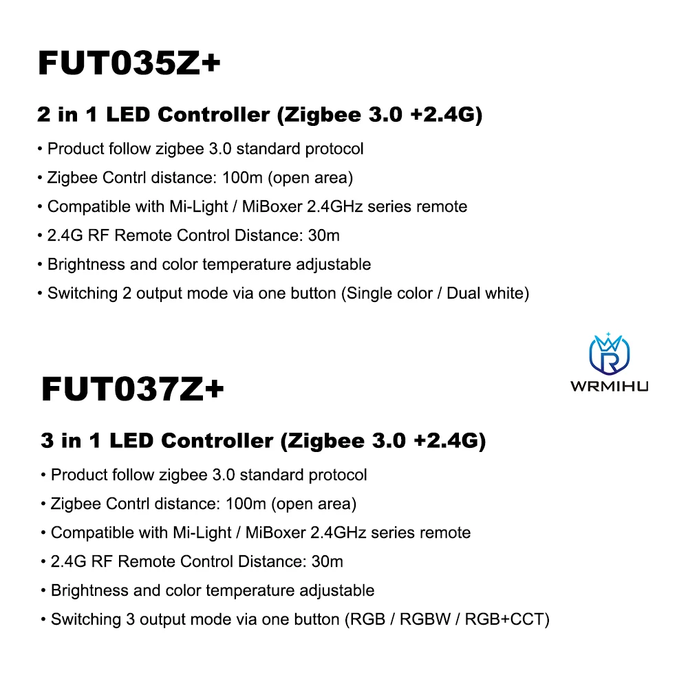 Miboxer Zigbee 3.0 Dual White Single Color RGB RGBW RGB+CCT LED Strip Contoller ZB-Box1 ZB-Box2 FUT035Z APP Gateway Controller