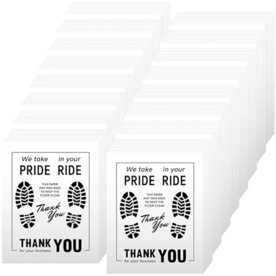200 Pcs Paper Floor Mats for Cars 20×16 Disposable Floor Mats for Cars Auto Vehicles Floor Covers with Footprint Words White Fl