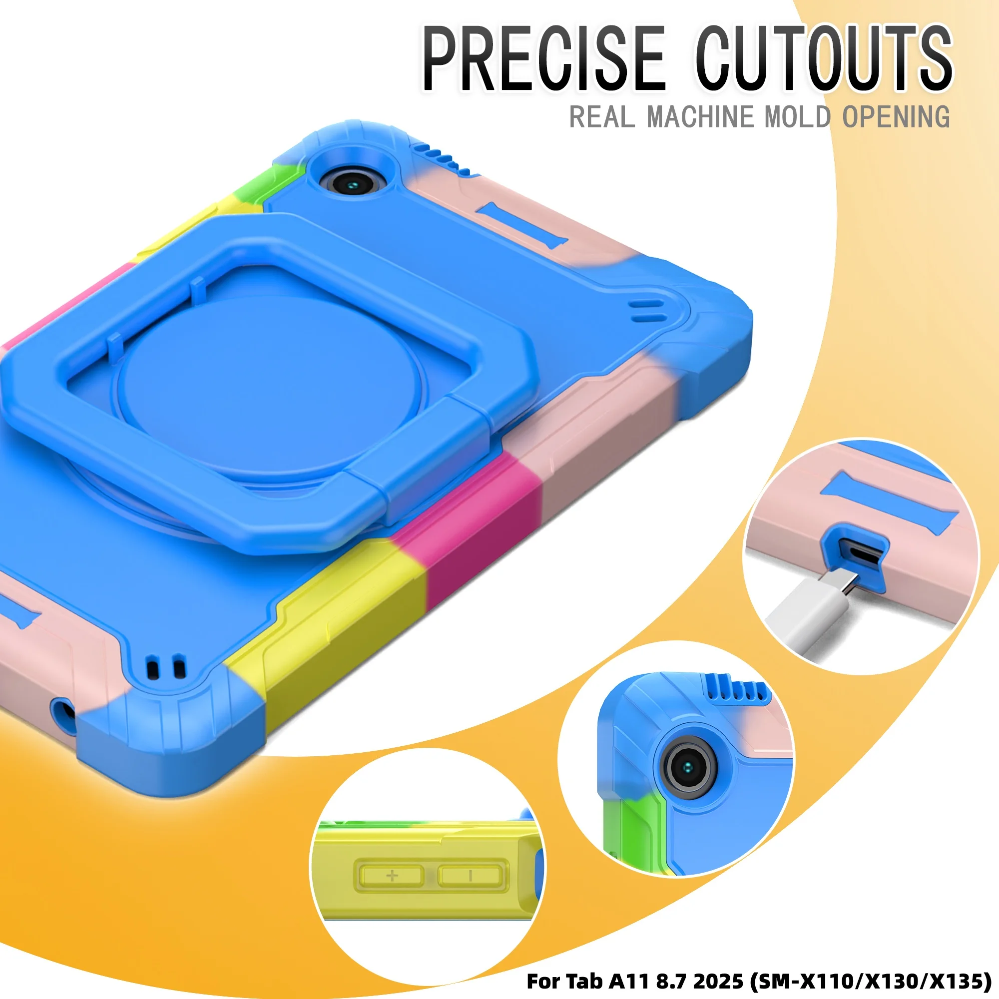 

Case for Galaxy Tab A11 8.7 Inch 2025-Heavy Duty Shockproof Cover 360 Rotating Grip/Stable Kickstand/Shoulder Strap