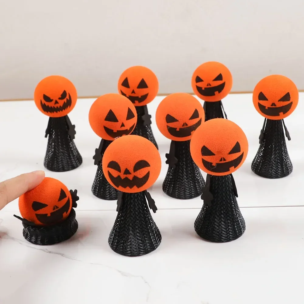 Engraçado Halloween Pumpkin Jumping Doll, Fantoche de dedo para crianças, Favores de festa de aniversário, Goodie Piniata Filler, Presente bonito, 10 pcs