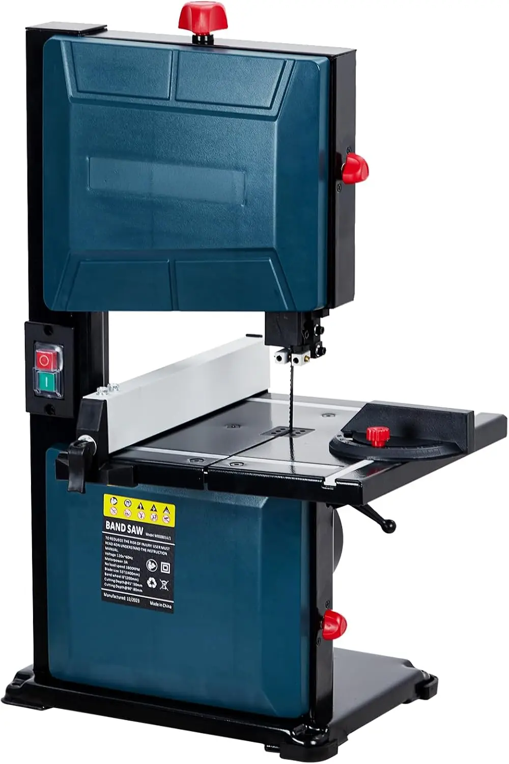 TWISTER.CK 8-Inch 350W Benchtop Bandsaw – 3-Amp Motor, 1,800 FPM, 0–45° Tilting Table, Fence & Miter Gauge – for Woodworking, Aluminum & Soft Metal Cutting