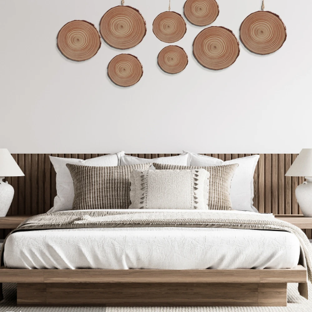 1PC Natural Pine Round Unfinished Wood Slices Circles With Tree Bark Log Discs DIY Crafts Rustic Wedding Party Painting