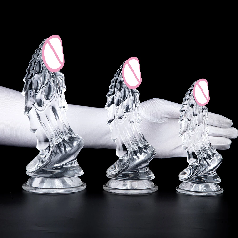 Clear Dragon Monster Dildo Soft TPE S/M/L Anal Plug Suction Cup Sex Toys For Women Men Beginner Big Penis Huge Buttplug Adult 18 - view 5
