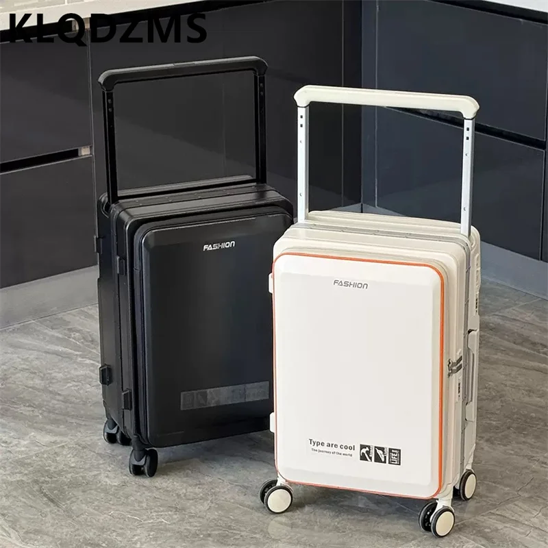 

KLQDZMS 20-24-дюймовый чемодан для ручной клади из ABS+PC с колесами, женский, на колесиках, многофункциональный, с USB-зарядкой