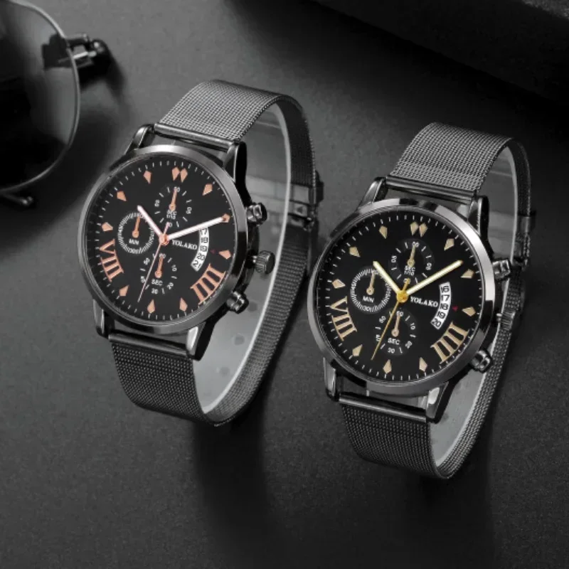 Gentleman Style Casual Fashion Watches For Men Sports Chronograph Stainless Steel Wrist Watch Male Charm clock