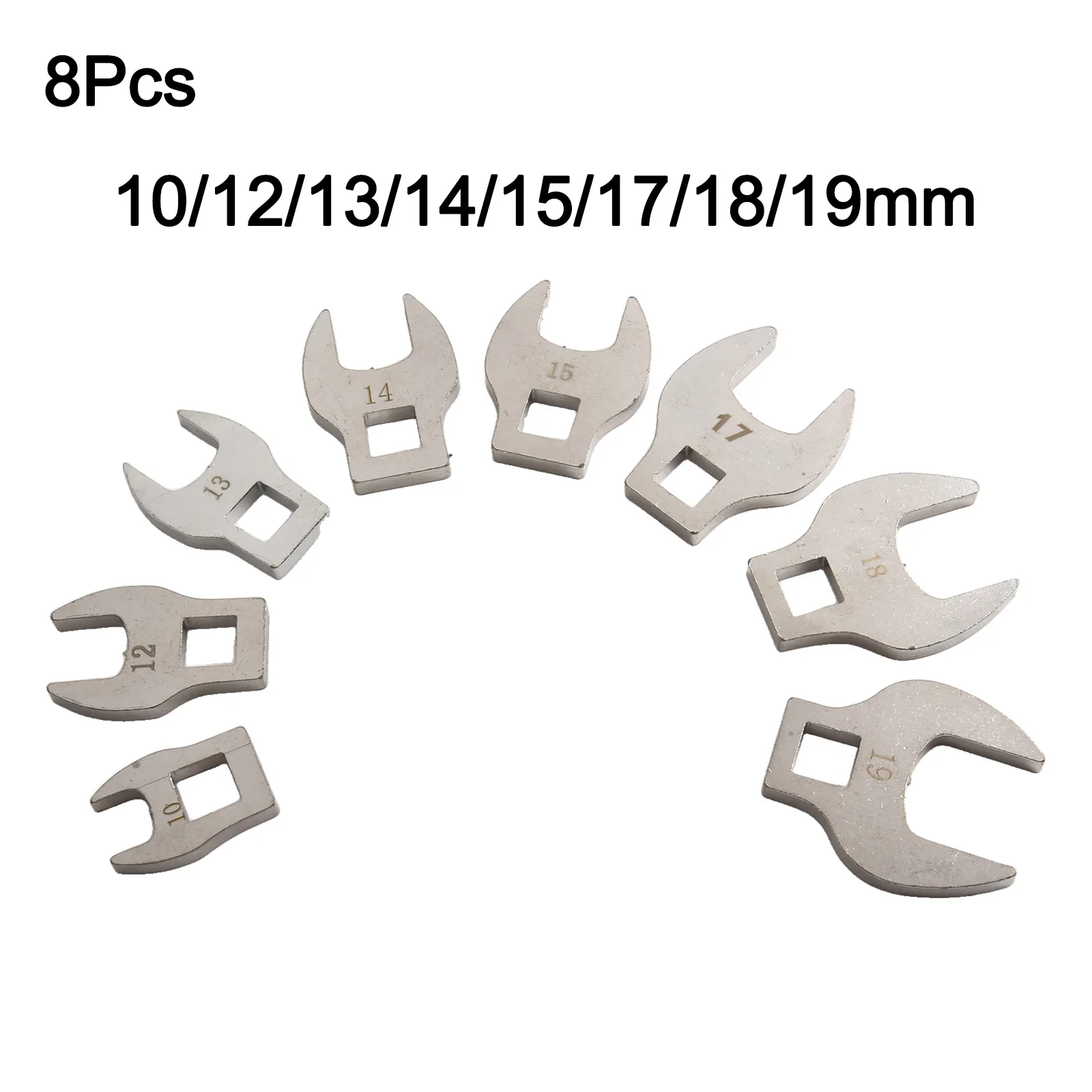 8Pcs 3/8In Drive Crowfoot Wrench 10 To 19mm Metric Foot Open End Spanner Metric Hardware Tool Wrench