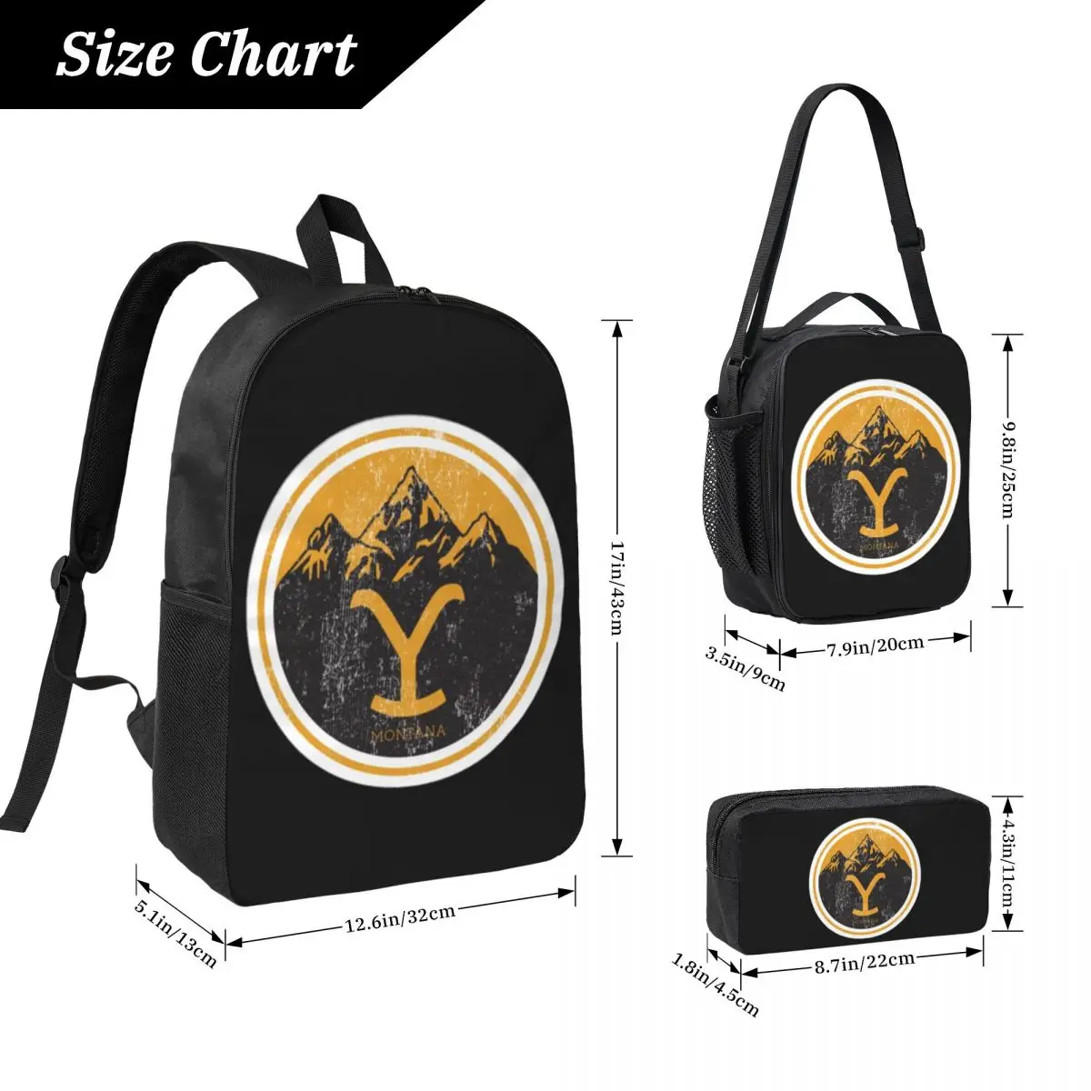 Yellowstone Quick Dry Dutton Ranch Backpack Boy Girl BookBag School Bag Laptop Shoulder Bags 3ps Insulated Lunch Bag Pencil Case