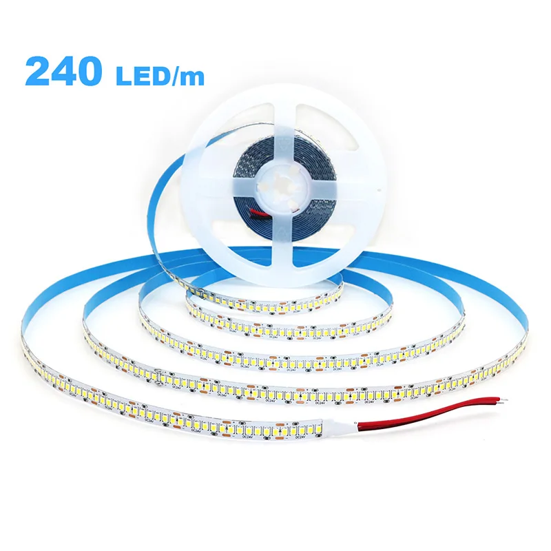 240LED 스트립 2835 DC 12V 24V 홈 라이트 스트립, 5M 1200LED, 하이 라이트, 레드, 그린, 블루, 유연하고 커팅 가능한 소프트 램프 바