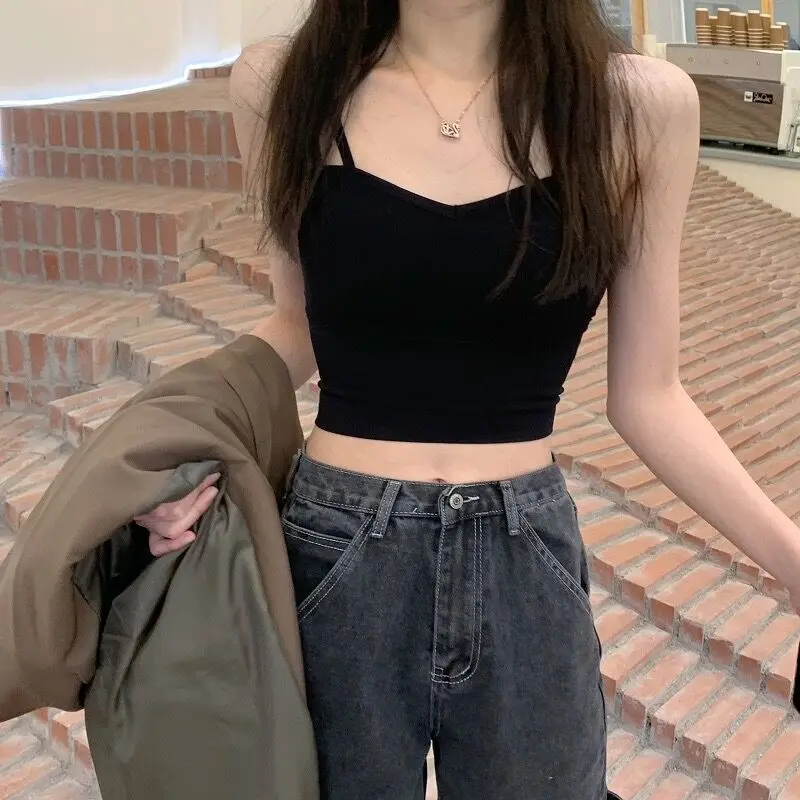 ort Canotta a doppio strato base con doppio cinturino Canotta da donna Senza anello in acciaio Design Avvolgente estivo Sensazione del torace Tessuto in nylon dolce Sle