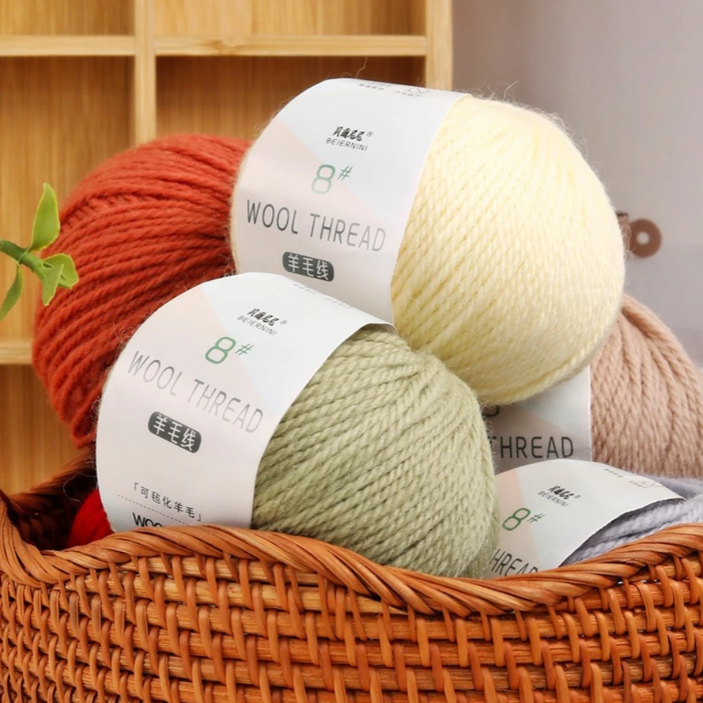 50g Felt Pure Wool Yarn Thread, Hand Woven Medium Thick Scarf, hat thread, wool crochet hook, felted wool, Moandi wool