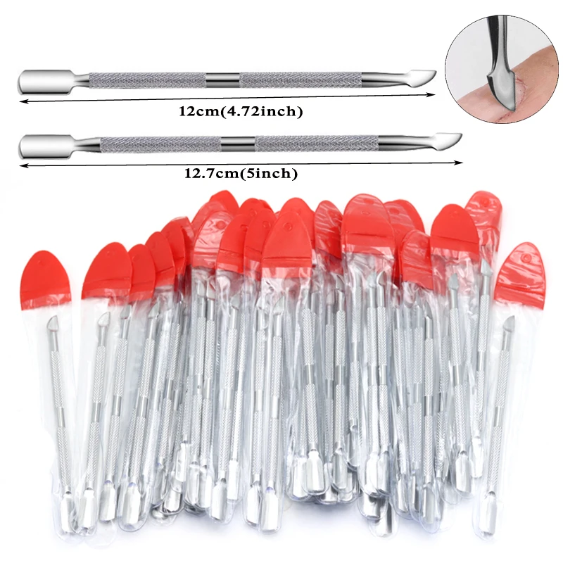 10/20/30/50 Pcs/Lot Stainless Steel Cuticle Pusher Gel Nail Polish Remover Double End Cleaner Manicure Pedicure Tools Wholesale