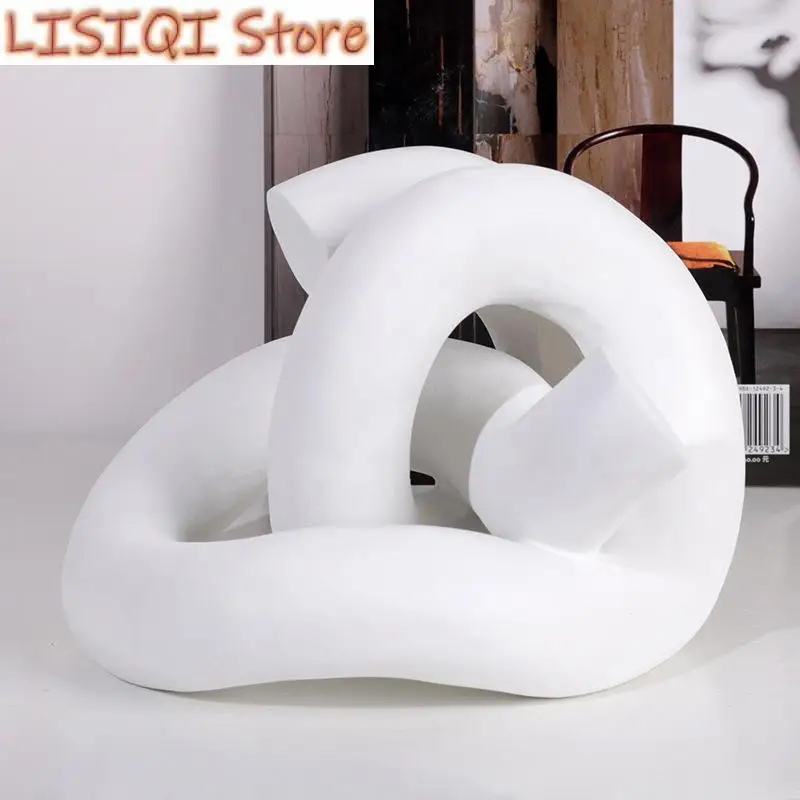 New Resin Handicraft Decoration Geometric Abstract Knot Winding Decorative Figurines Black and White Resin Figurine Decoration