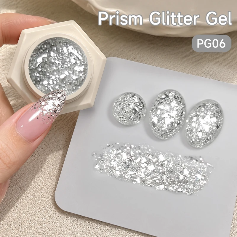 UR SUGAR 5ml Silver Reflective Glitter Gel Chunky Flakes Sequin Sparkle Nail Gel Soak Off UV LED Gel Polish Nail Art Supplies