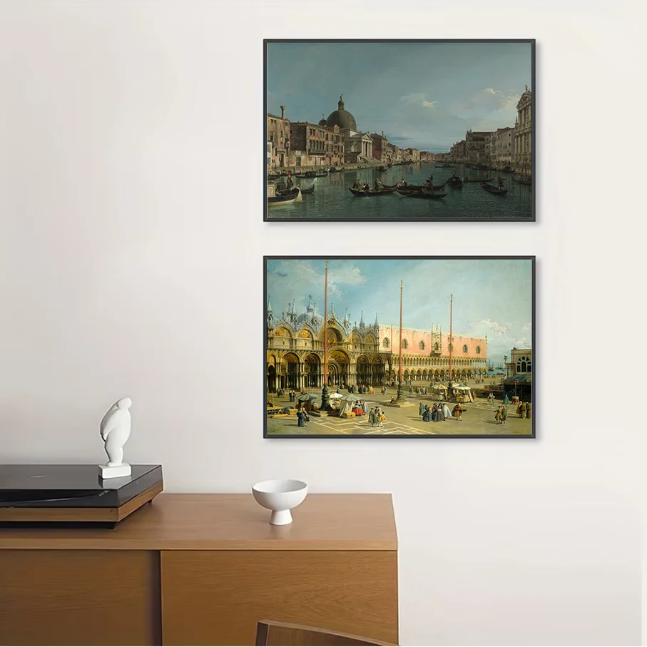 Frameless Canvas Print Venice Grand Canal St. Mark's Square Classical Oil Painting Vintage Wall Art Home Decor