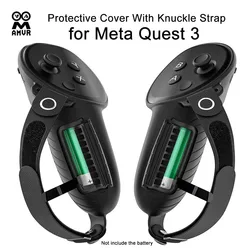 Silicone capa protetora com Knuckle Strap, apertos do controlador, Handle Protector, VR Acessórios, Meta Quest 3