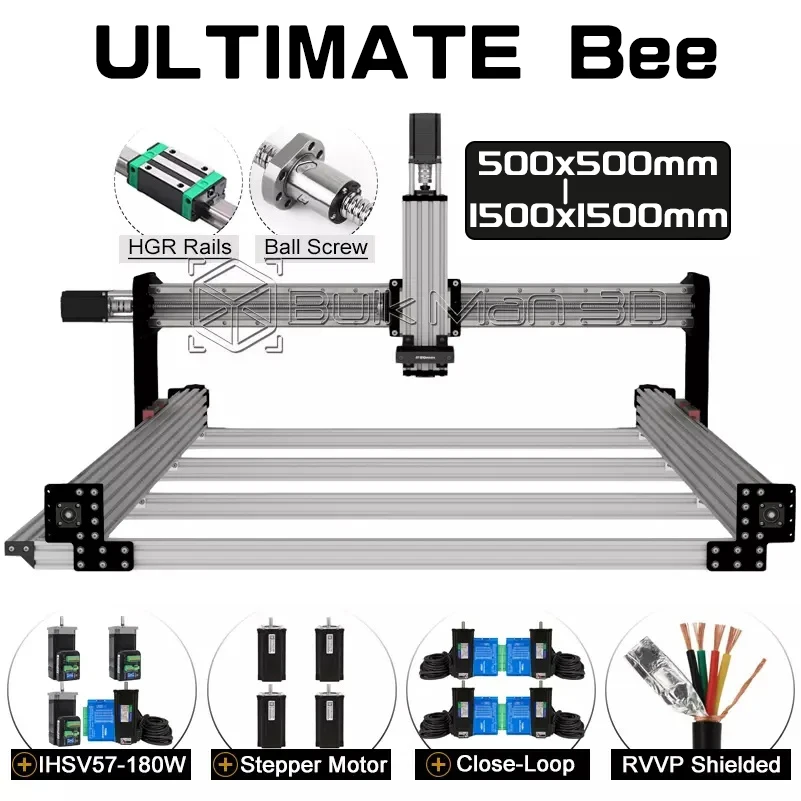 20%off ULTIMATE Bee CNC Mechanical Kit Ball Screw 4 Axis Engraving Machine DIY Wood Metal CNC Carving Engraver Frame BulkMan 3D