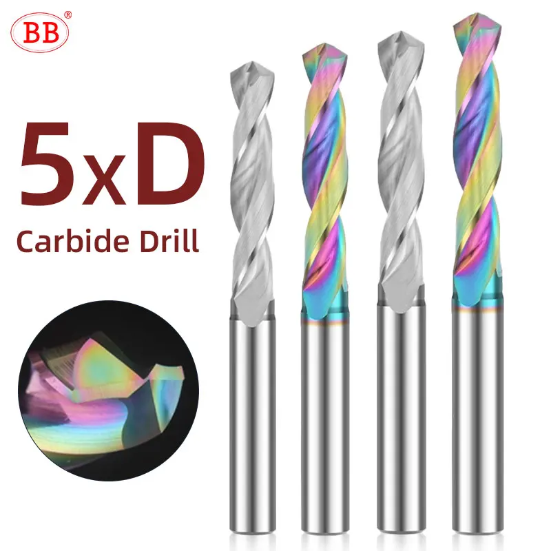 BB Carbide Drill 5xD for Aluminum Copper DLC Coating CNC High Performance Hole Making Tool