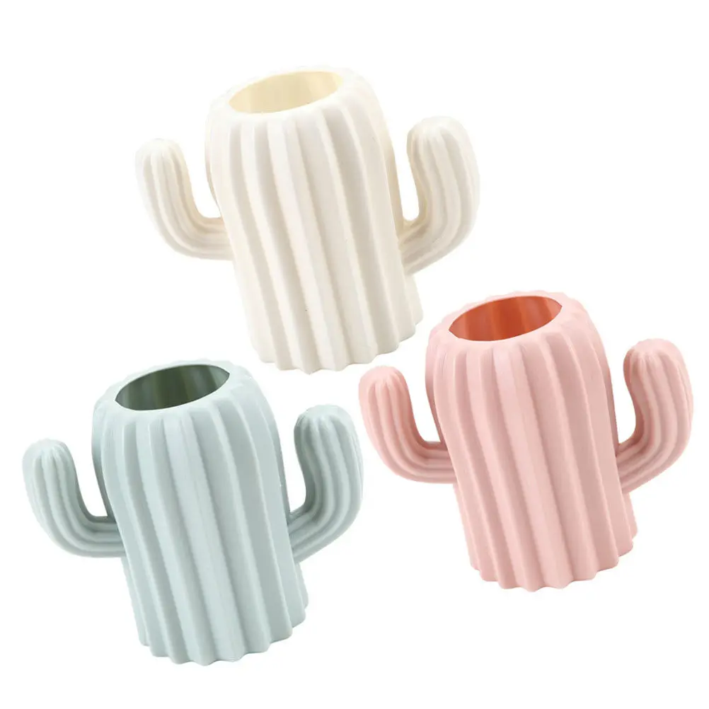 3Pcs Cactus Shaped Vase Pen Holder Desktop Flower Vase Small Dried Flower Container Creative Home Decoration for Study Bedroom
