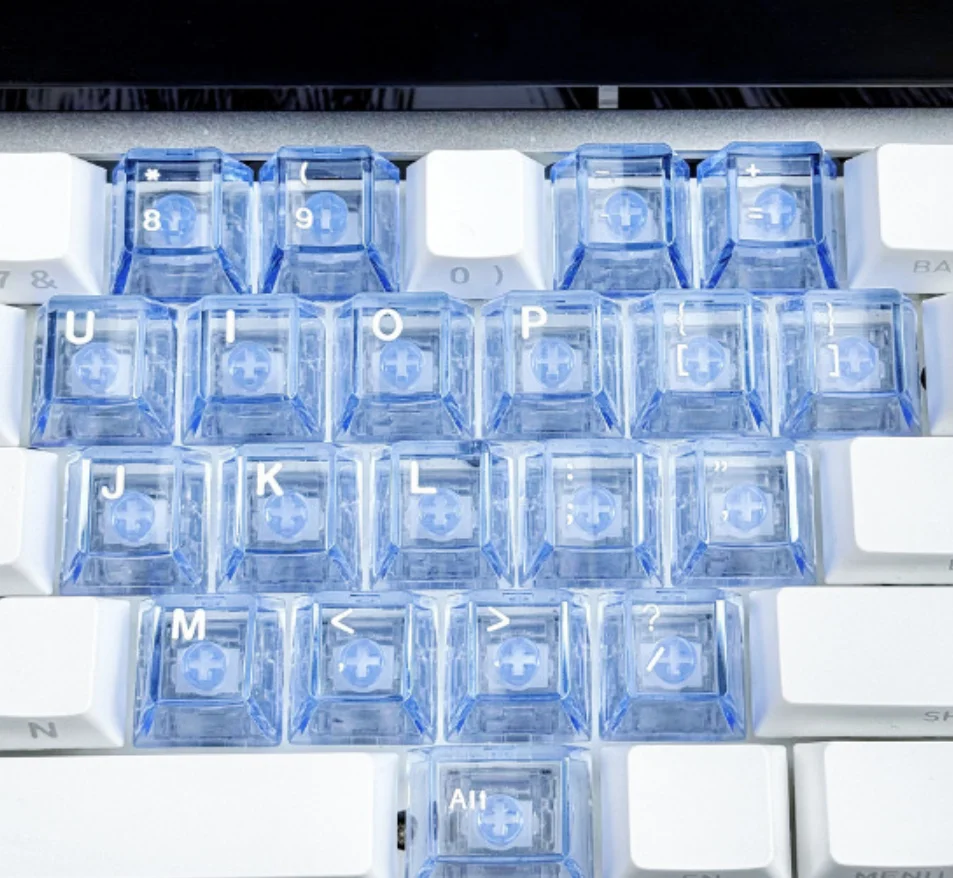 DIY transparent love keycap blue engraved pc material original high magnetic axis keyboard heart keycap keycap love