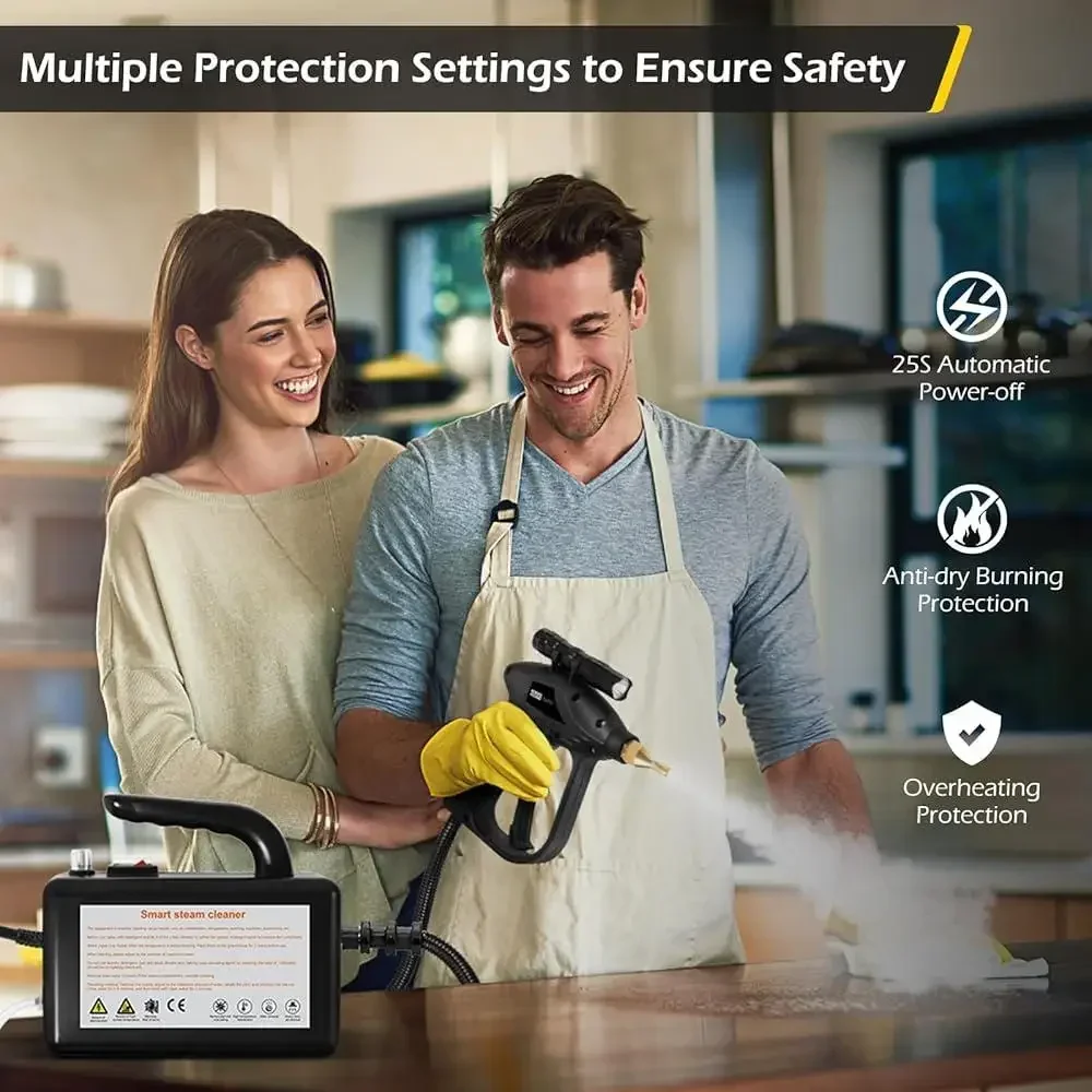 High-Pressure Handheld Steam Cleaner 1700W Portable Car Detailing Powerful Steam Machine with Nozzle Brushes and Storage Case