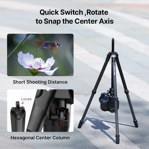 Imagen 2 del producto Ulanzi MT-60 Trípode de viaje portátil liviano de fibra de carbono de alto a 1,62 M con monopié 360 ° Cabezal de bola panorámico para cámara DSLR