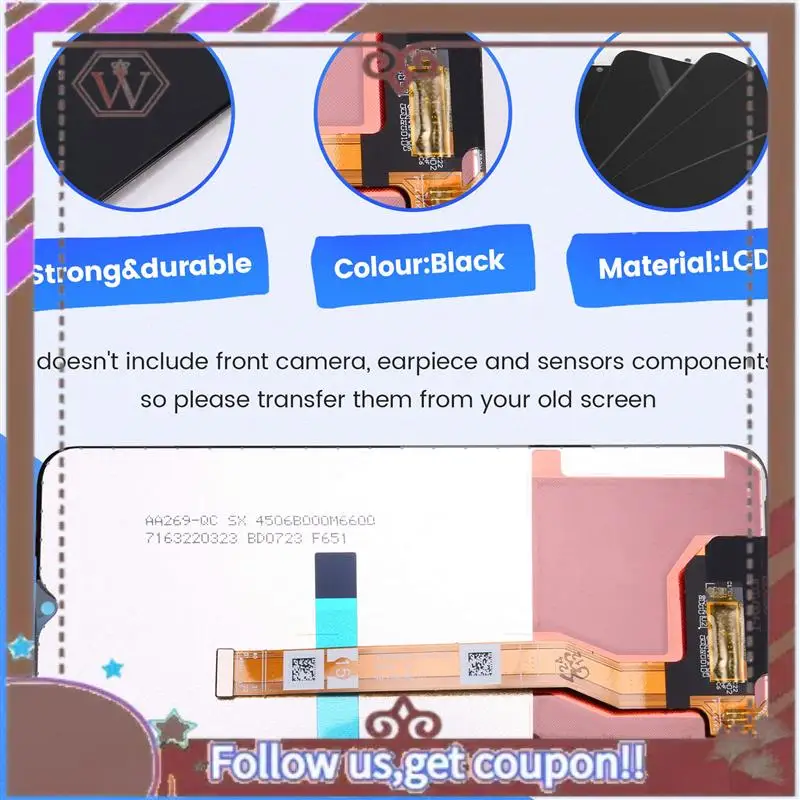 ABBG-5 Pcs Phone Screen Replacement LCD Screen Display Assembly For OPPO A57 A77 A56S A17K A57S A77S Accessories