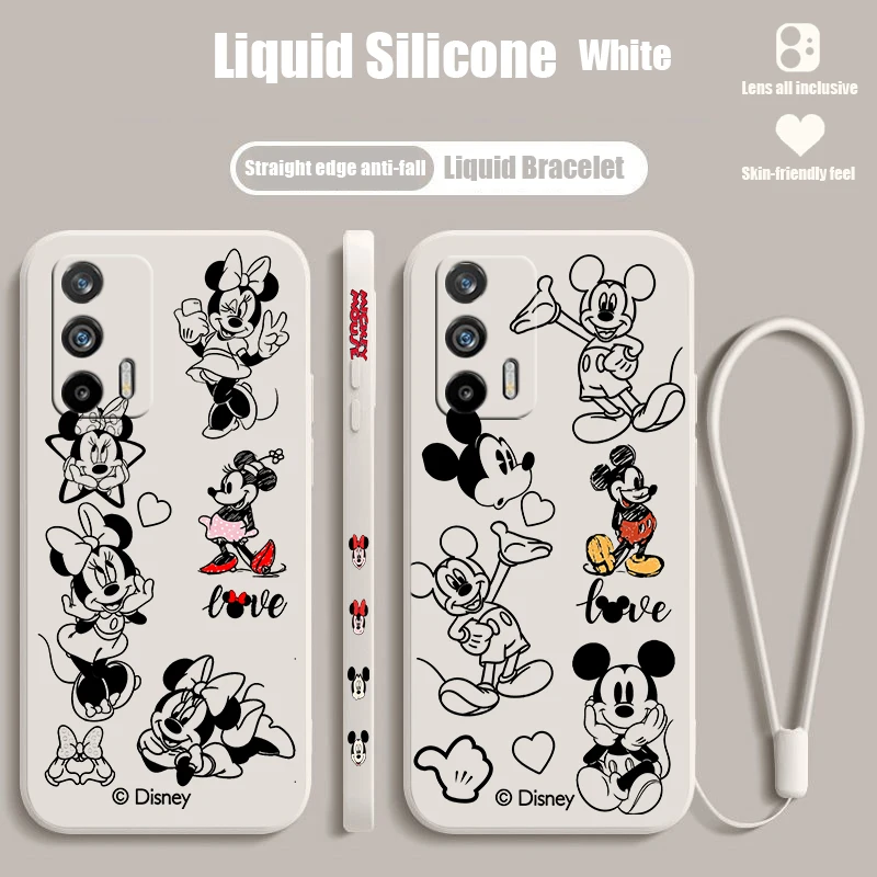 

Disney Minimalist Mickey Minnie For OPPO Reno 9 8 7 6 5 4 Z SE Pro Plus Lite Lite Liquid Left Rope Silicone Soft Phone Case