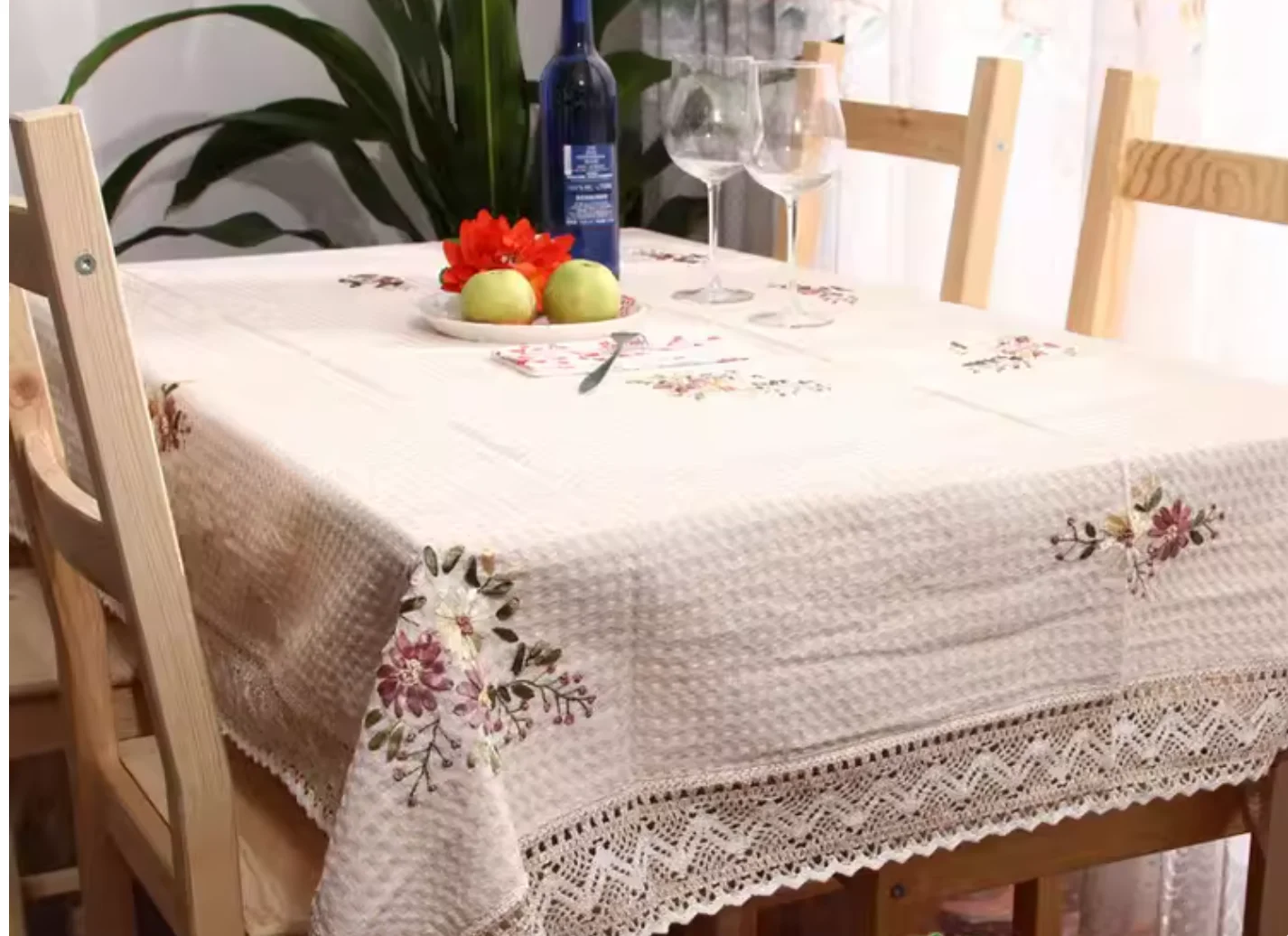 Ribbon Embroidery Tablecloth, Round and Square, Home Hot Table Mat, Dinner Table Cover, Beauty, New Arrival, FG760
