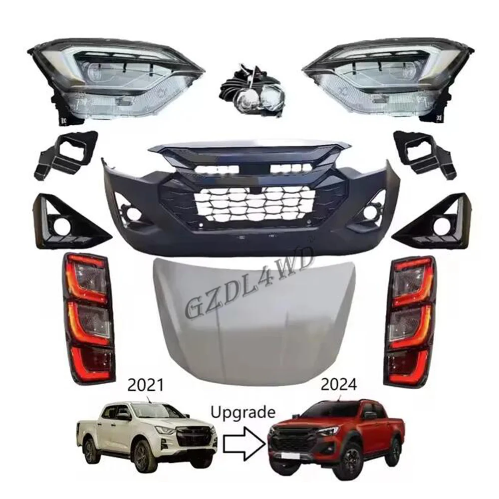 

Auto Upgrade Bumper Kit Conversion Facelifted Body Kit for Dmax 2021+ Upgrade to DMAX 2024 BODYKIT