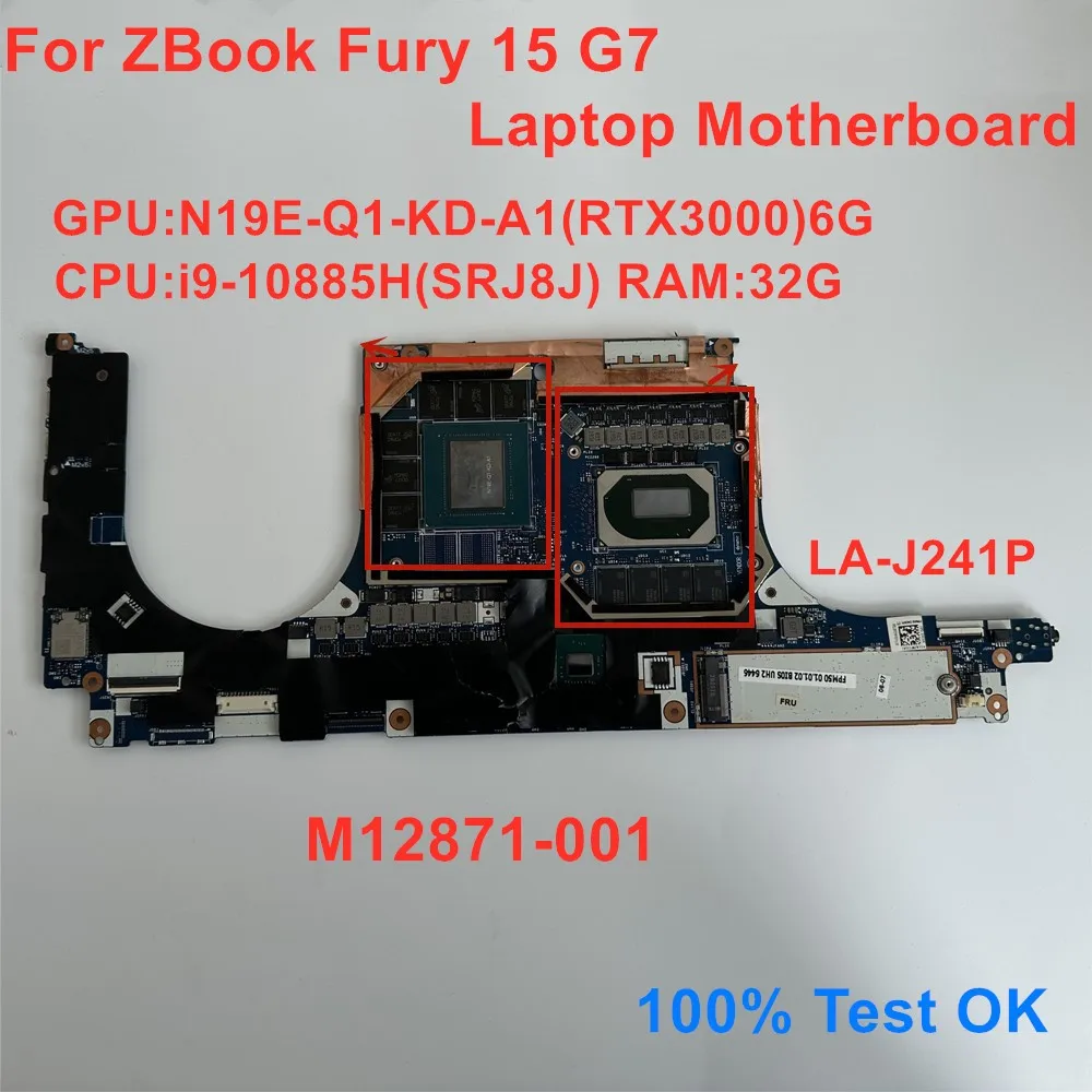 

LA-J241P For HP ZBook Fury 15 G7 Laptop Motherboard i9-10885H RTX3000 6G RMA 32G M12871-001 100% Test OK