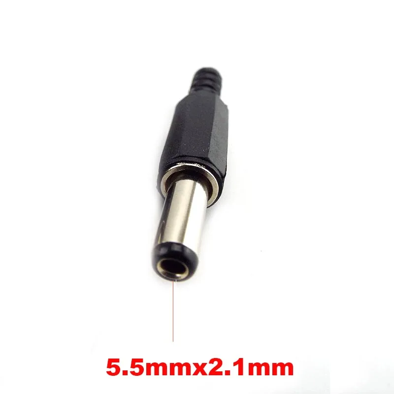 Colokan adaptor pengisian daya kabel Jack catu daya Pria DC 9mm 14mm konektor listrik soket 5.5mm x 2.1mm untuk proyek DIY