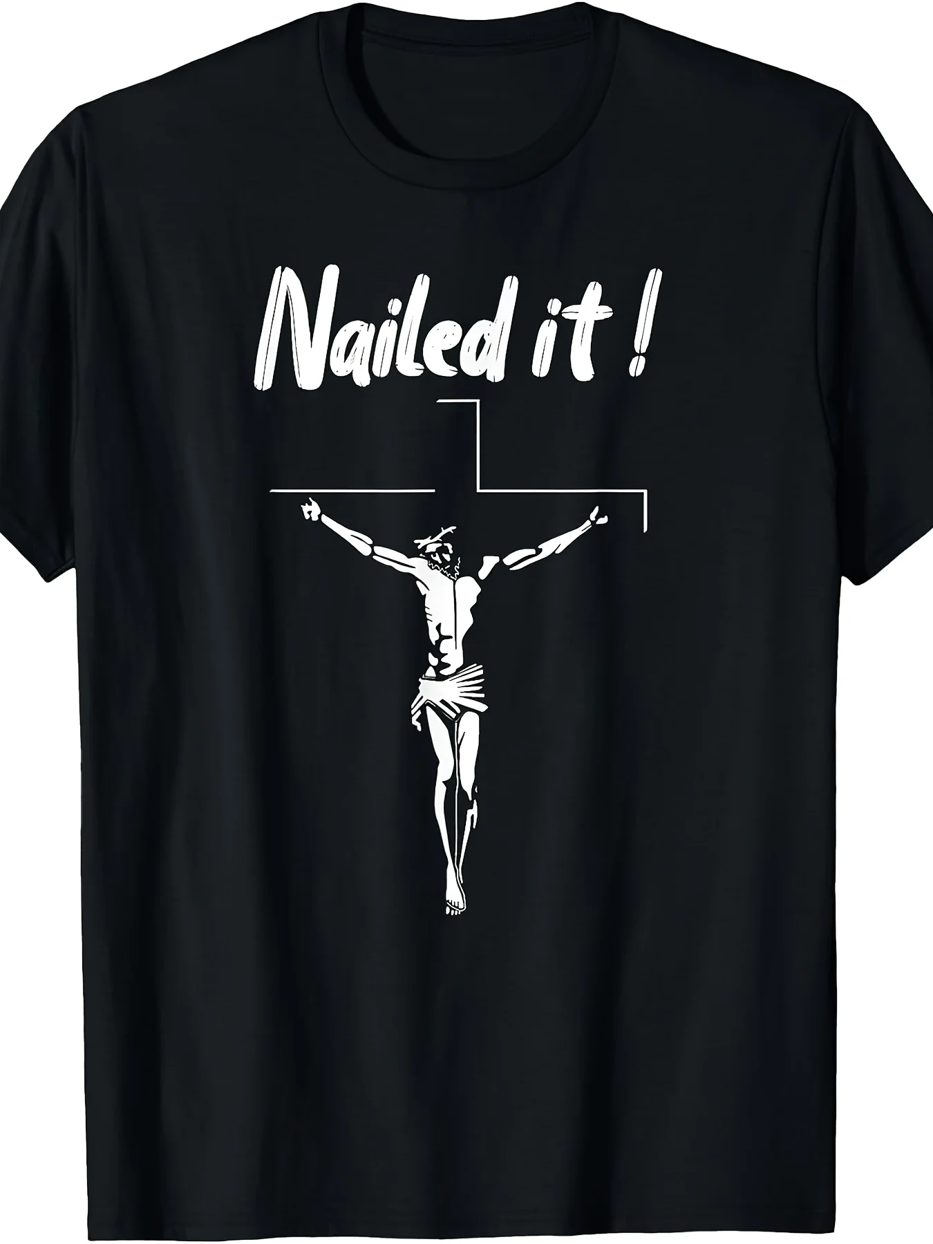 Jesus  Atheist Punk Goth T-Shirt - Unisex Retro Atheistic Graphic Short-Sleeve Shirt, 220g Pure Cotton Short-Sleeve, Featuring a Cross Design, Suitable for Goth Subculture and Religious Discussions