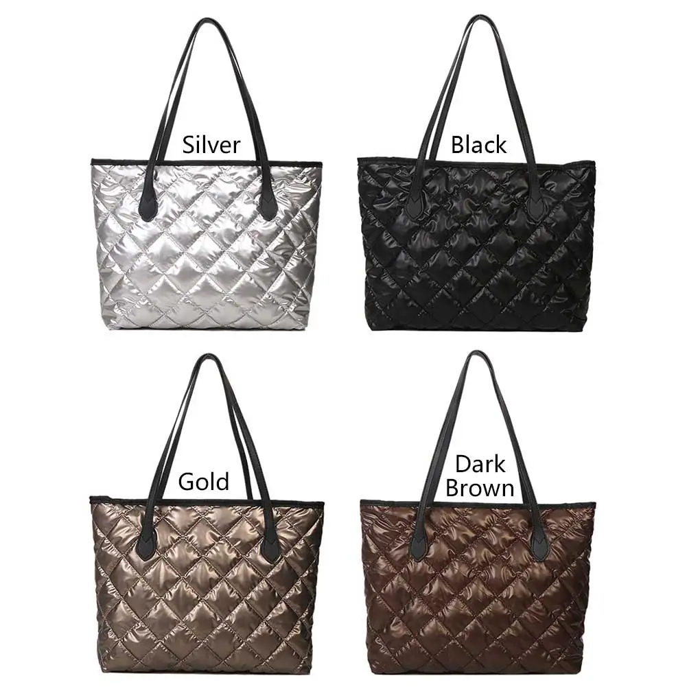 

Women Diamond Quilted Tote Handbag Large Capacity Padded Shoulder Bag Top Handle Bag Casual Winter Shopping Hobo Bag