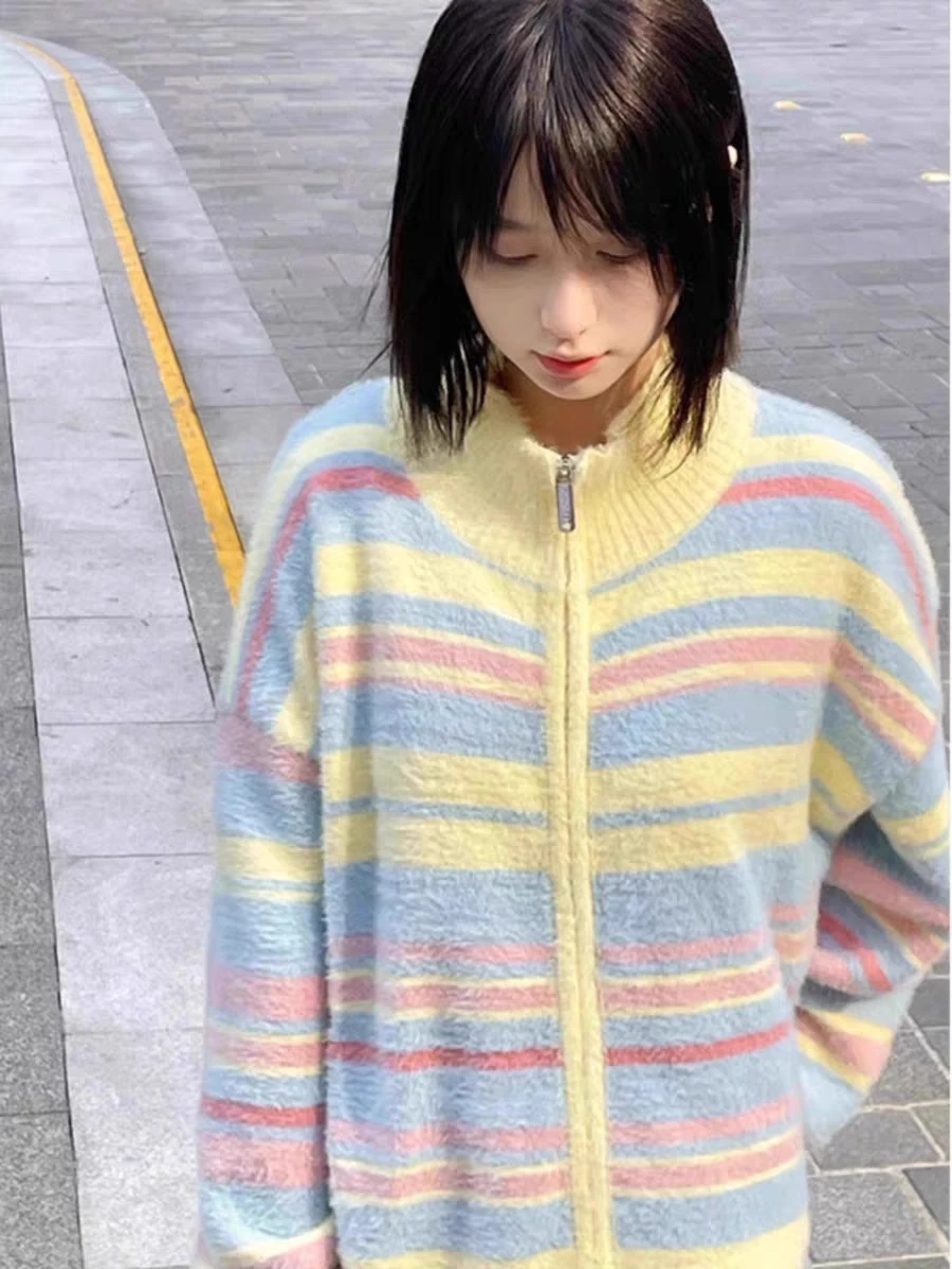 Sweaters Jumpers Cardigans Womens Cardigan Violets Wool Blend Ribbed Trim Silver Edge BF Y2K OL Commute Professional Elegant Ins