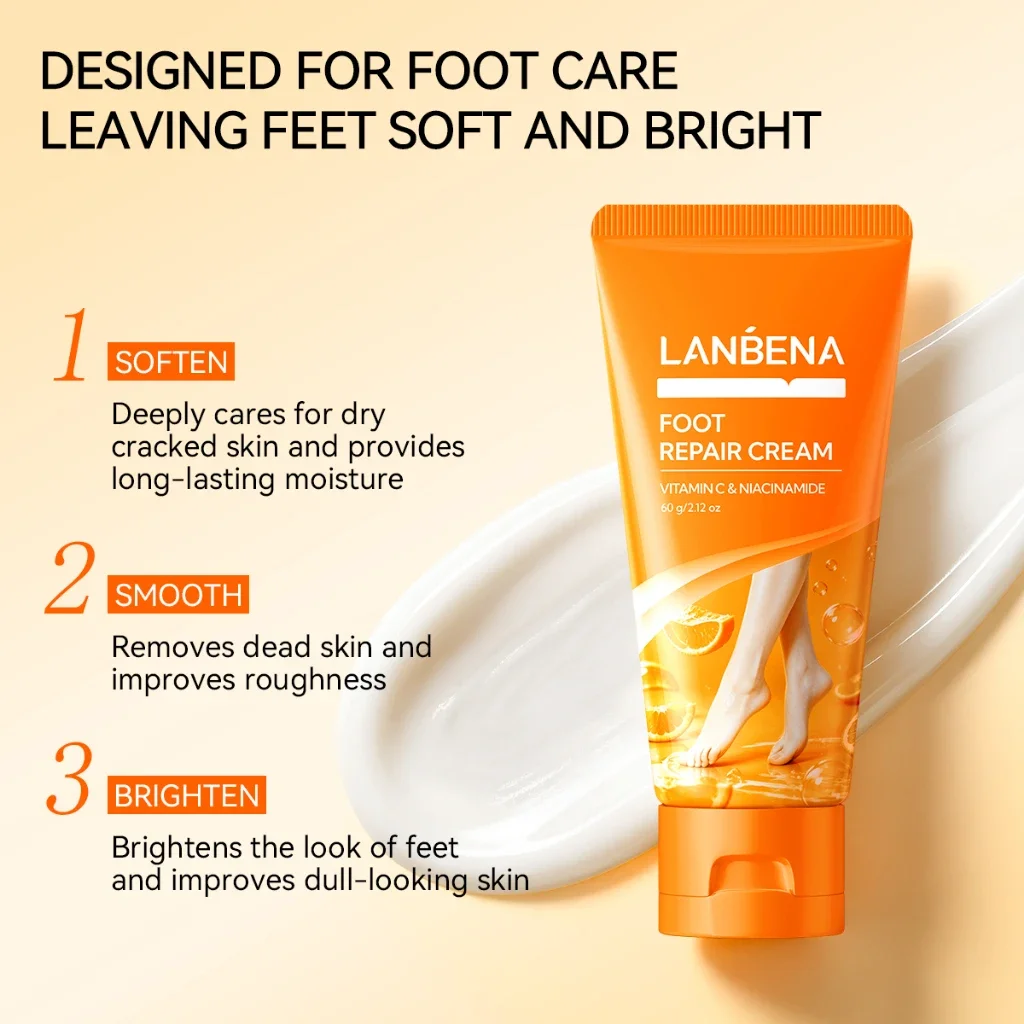 LANBENA Whitening Foot Cream Foot Spa Remover Foot Dead Skin Softens Cuticles Repairing Dryness Cracked Deeply Moisturizing Care