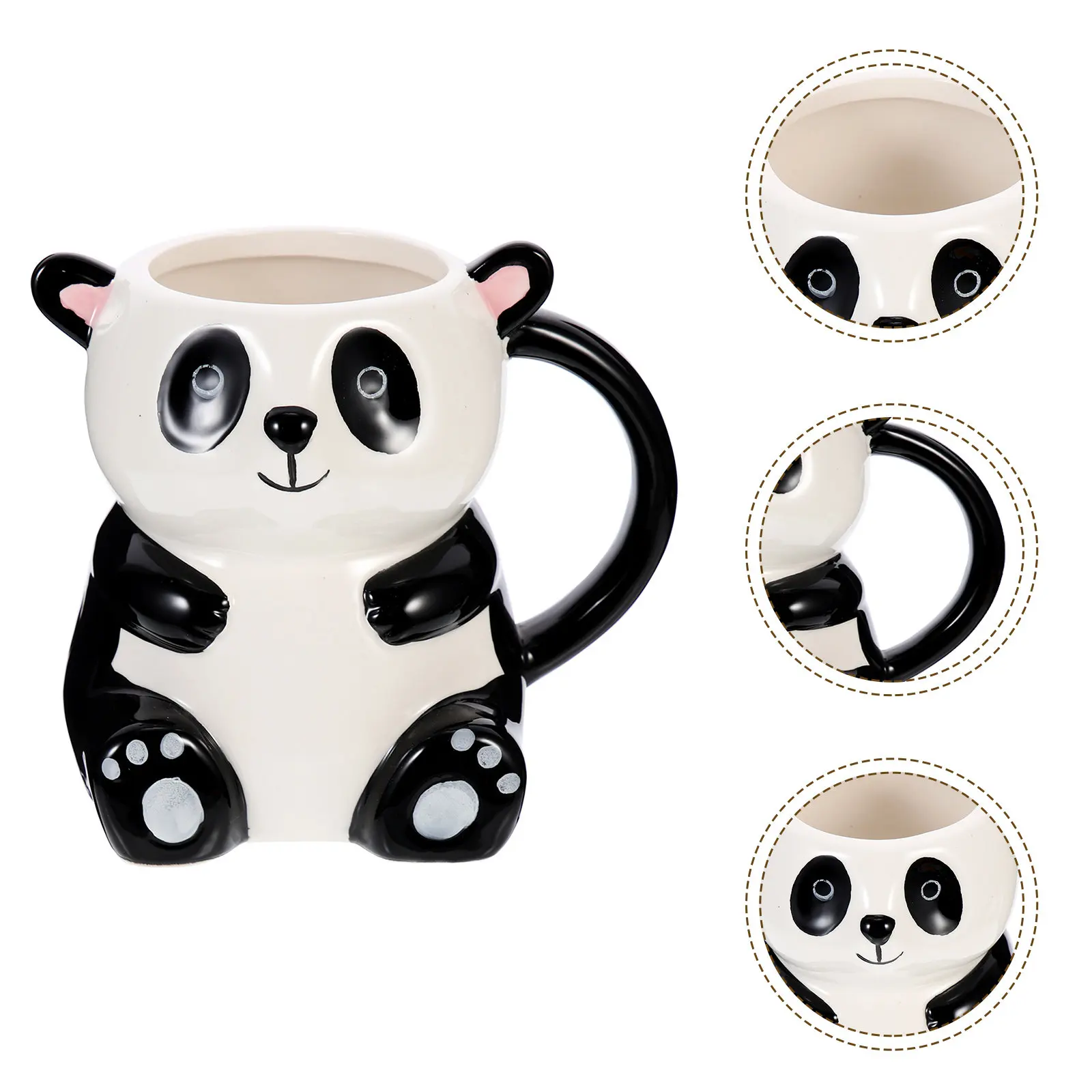 

Ceramic Panda Mug Smooth Edge Cute Design for Coffee Tea Milk Office Home Decorative Water Cup Panda Shape Gift