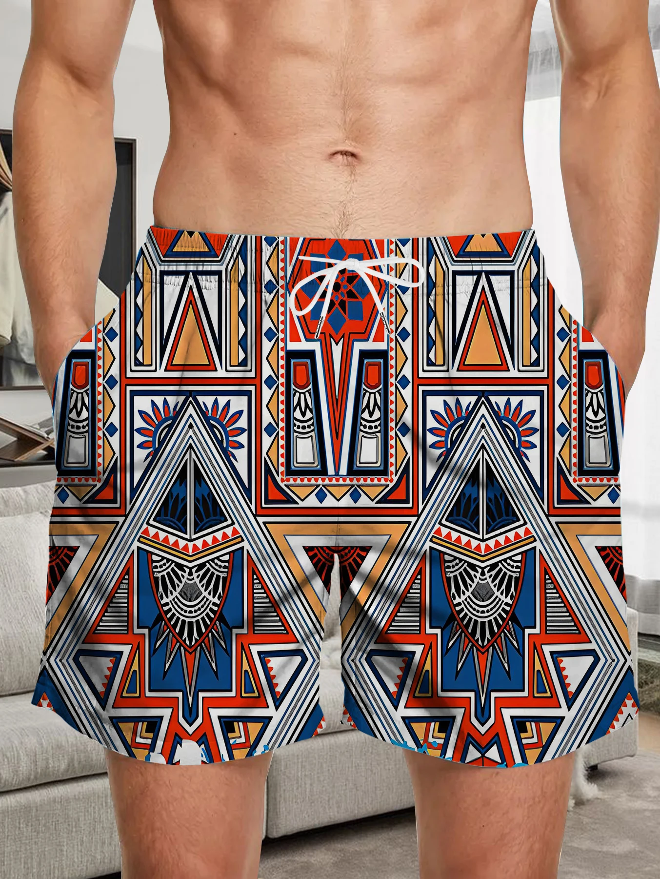 Outdoor Quick Dry Polyester Shorts Men All Over Print Beach Board Swim Pants