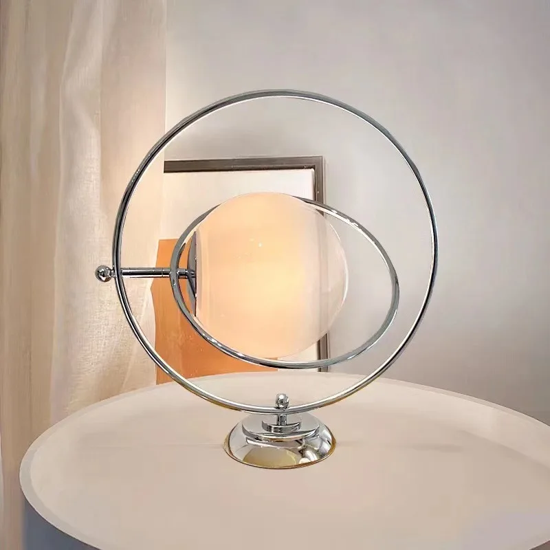 

Scandinavian Table Lamp Nordic Chrome Table lamp for Bedroom Living Room Glass Ball LED Rotating Desk Light