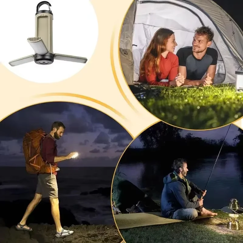 USB Rechargeable Portable Waterproof Tent Light Portable Hanging Foldable LED Camping Light 1200mAh Outdoor Emergency Light