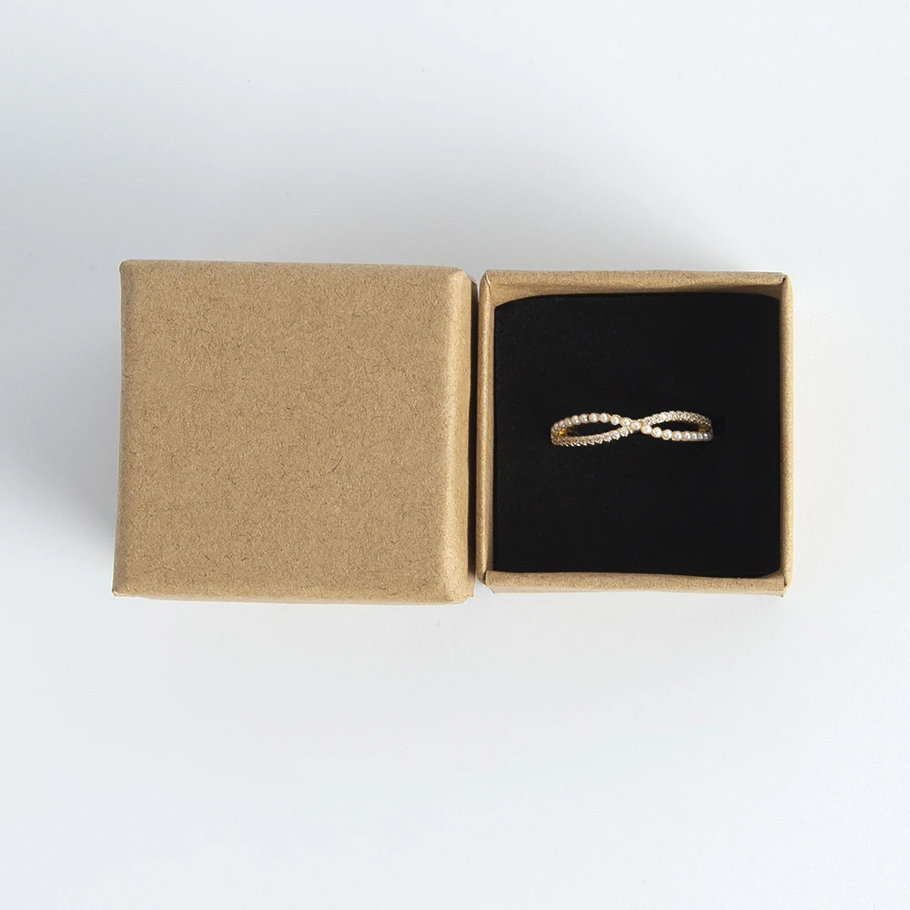 10 Stück Kraft 4x4x3cm Ringe Schmuckschatulle Braun Organizer Karton Karton Reise Schmuck Geschenkverpackung Box Fall mit Schwamm innen – Detail 4
