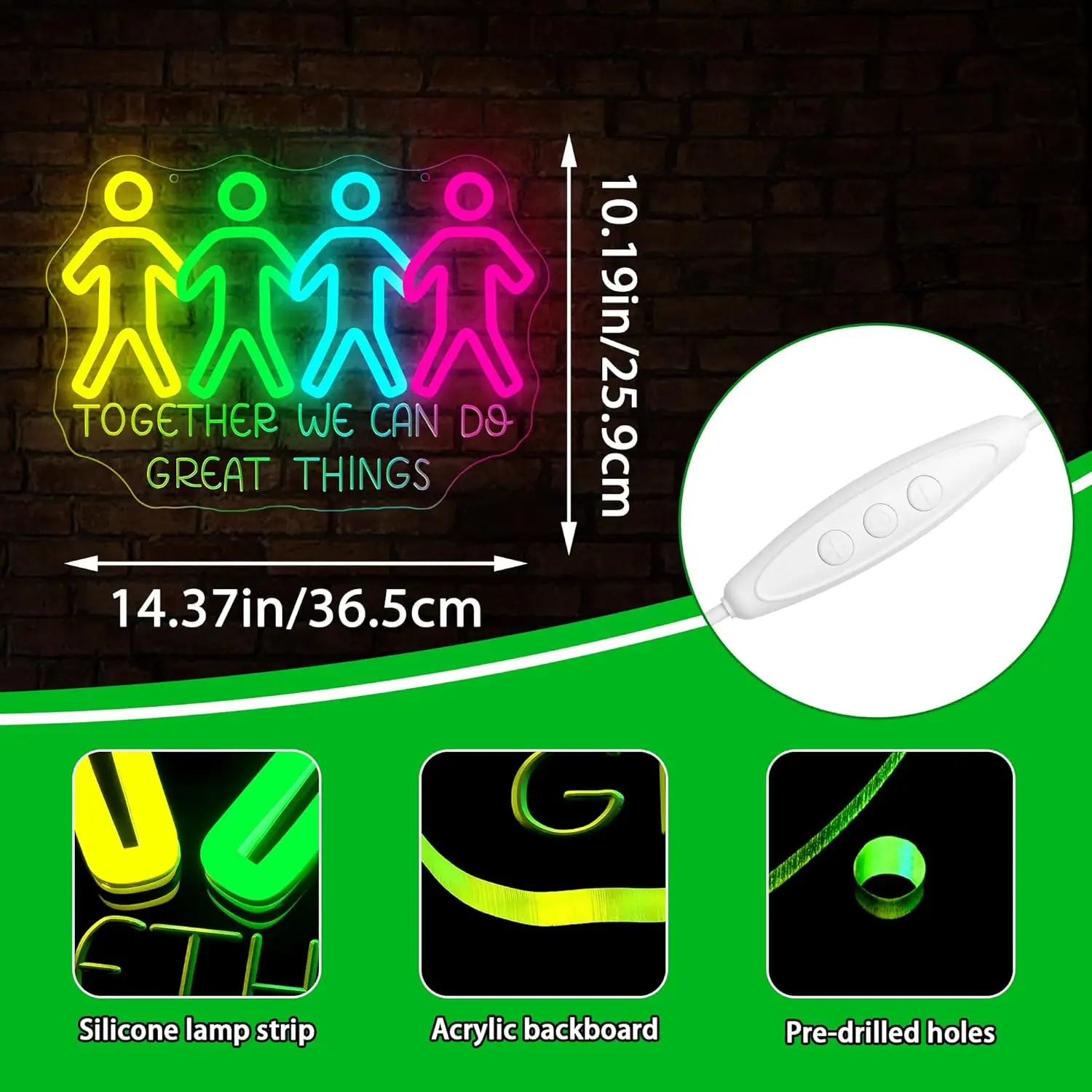 معًا نحن نفعل أشياء رائعة علامة النيون نحت عكس الضوء مصباح ليد تسجيل جدار ديكور لرجل ملهم كهف مكتب المدرسة المنزل P