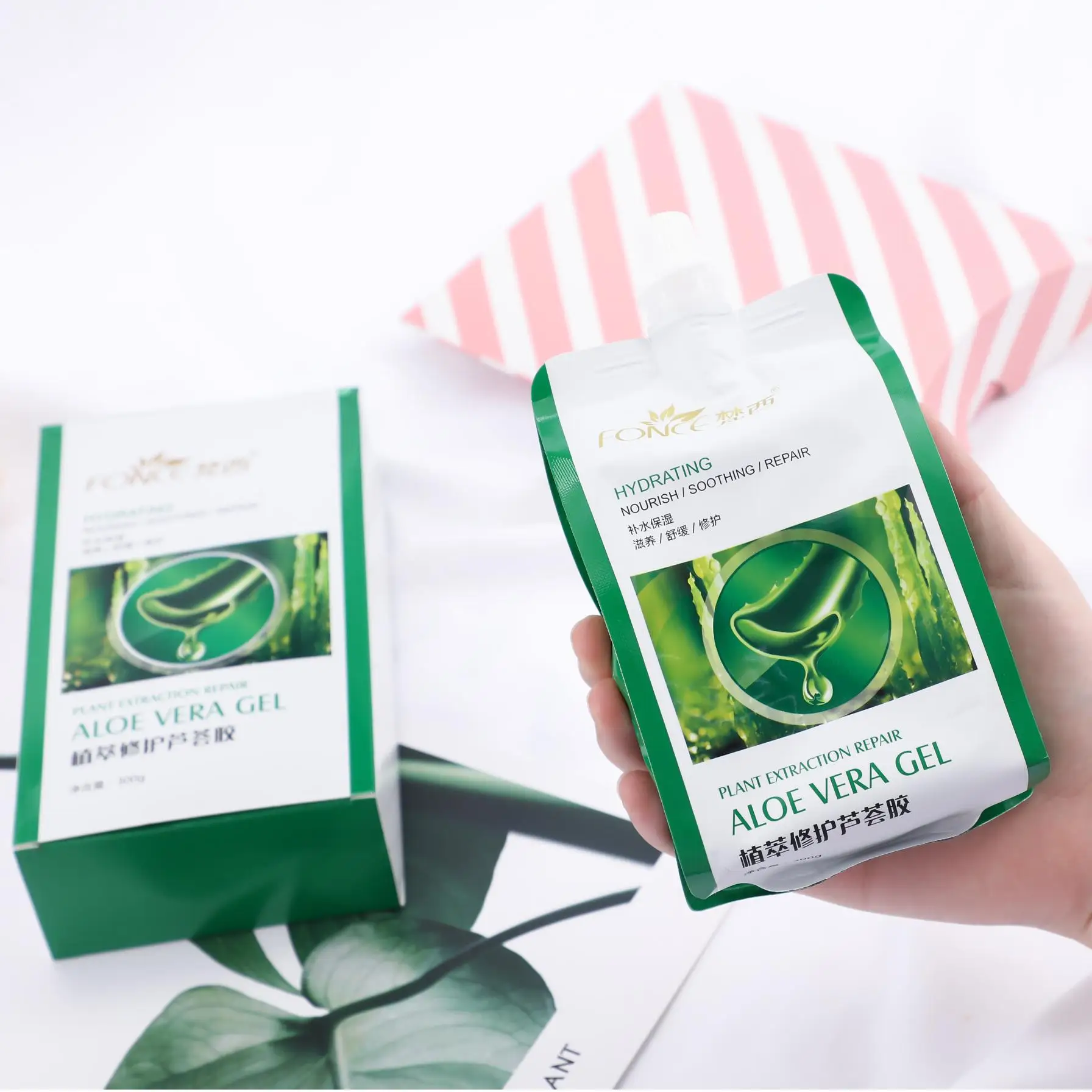 FONCE جل الصبار النقي العضوي 300 جرام كريم ترطيب حروق الشمس الألوة جل طبيعي آمن مهدئ غسول العناية بالبشرة جل التقشير #4