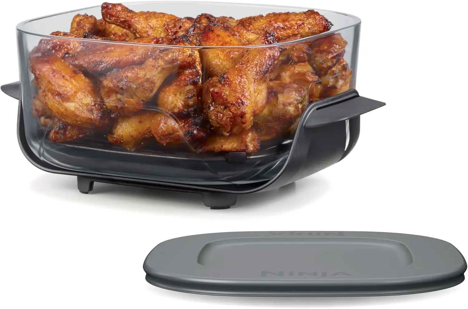 

4-QT Glass Container with Lid, Microwave & Dishwasher Safe, PFAS Free, Compatible with Portable Cooking System